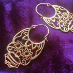Load image into Gallery viewer, Brass Sugar Skull Hoops
