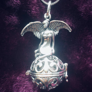 Guardian Angel Harmony Bell Pendant in Silver Plated
