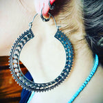 Load image into Gallery viewer, Cow Girl Statement Hoops
