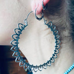 Load image into Gallery viewer, Lotus Flower Statement Hoops
