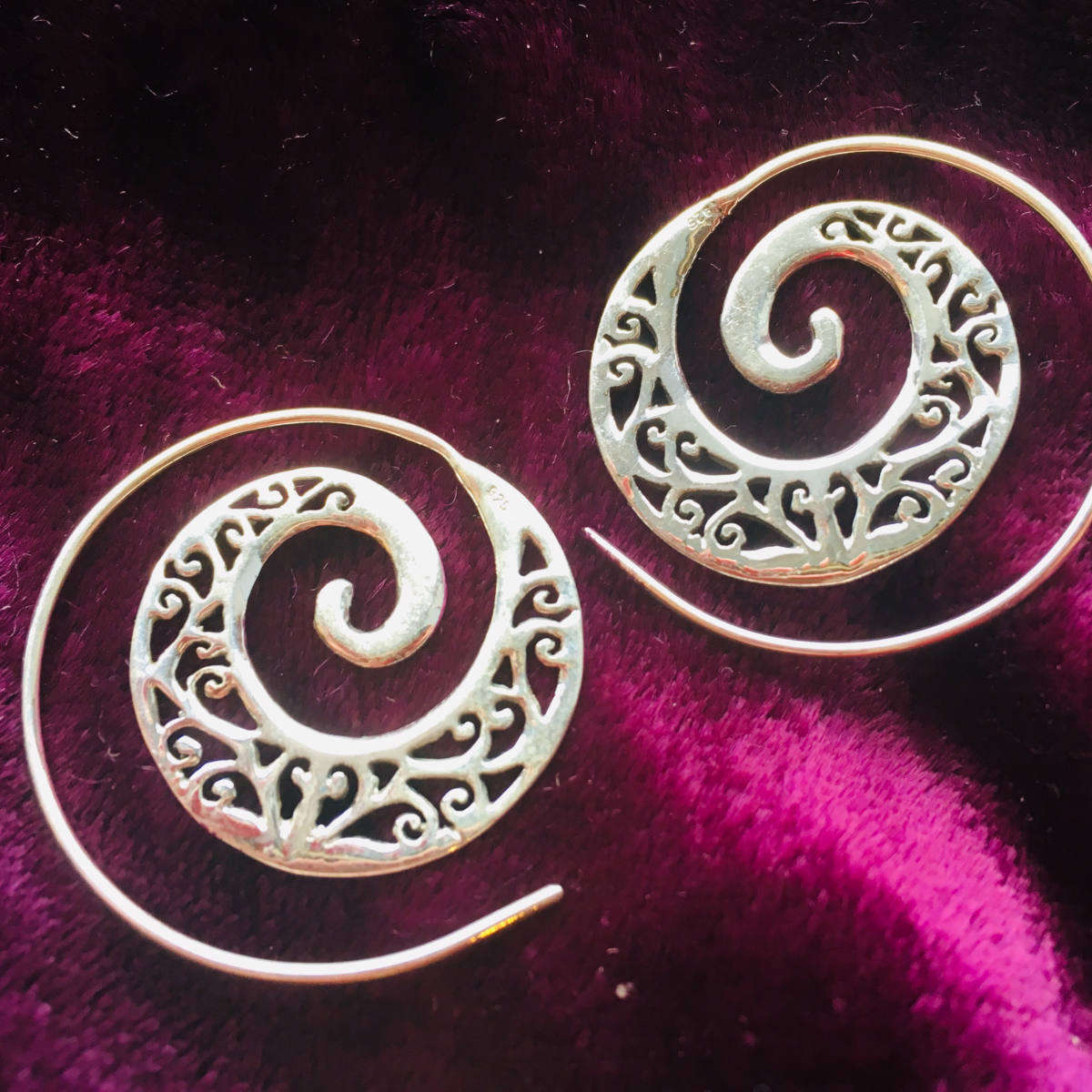 Forest sterling silver spiral earrings 