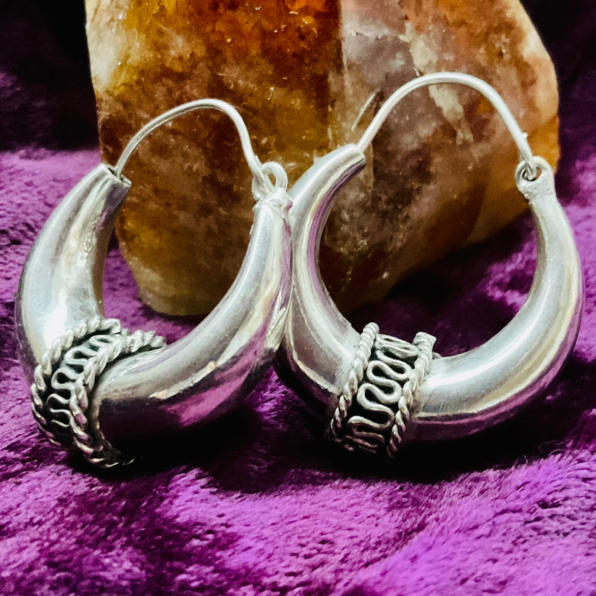 Rajasthani Desert Hoops in Silver Plated