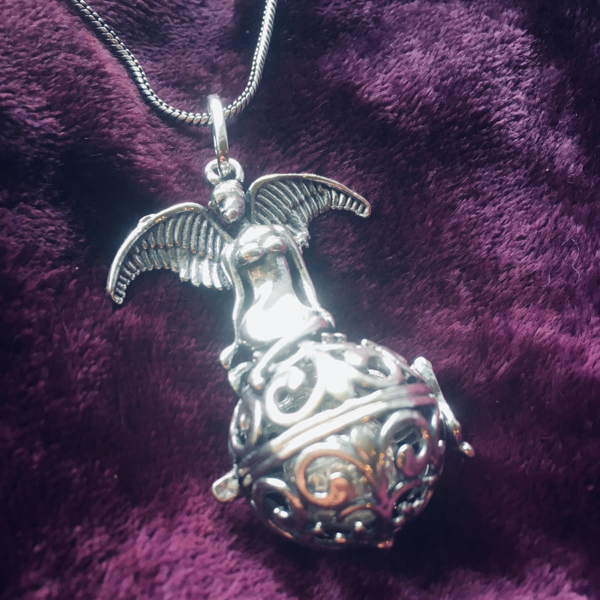 Guardian Angel Harmony Bell Pendant in Silver Plated