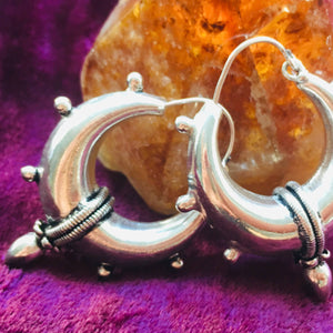 Silver Plated Rajasthani Oriel Hoops